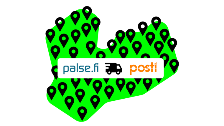 Palse-verkkopalvelun ja Postin logot Etelä-Savon karttagrafiikan päällä