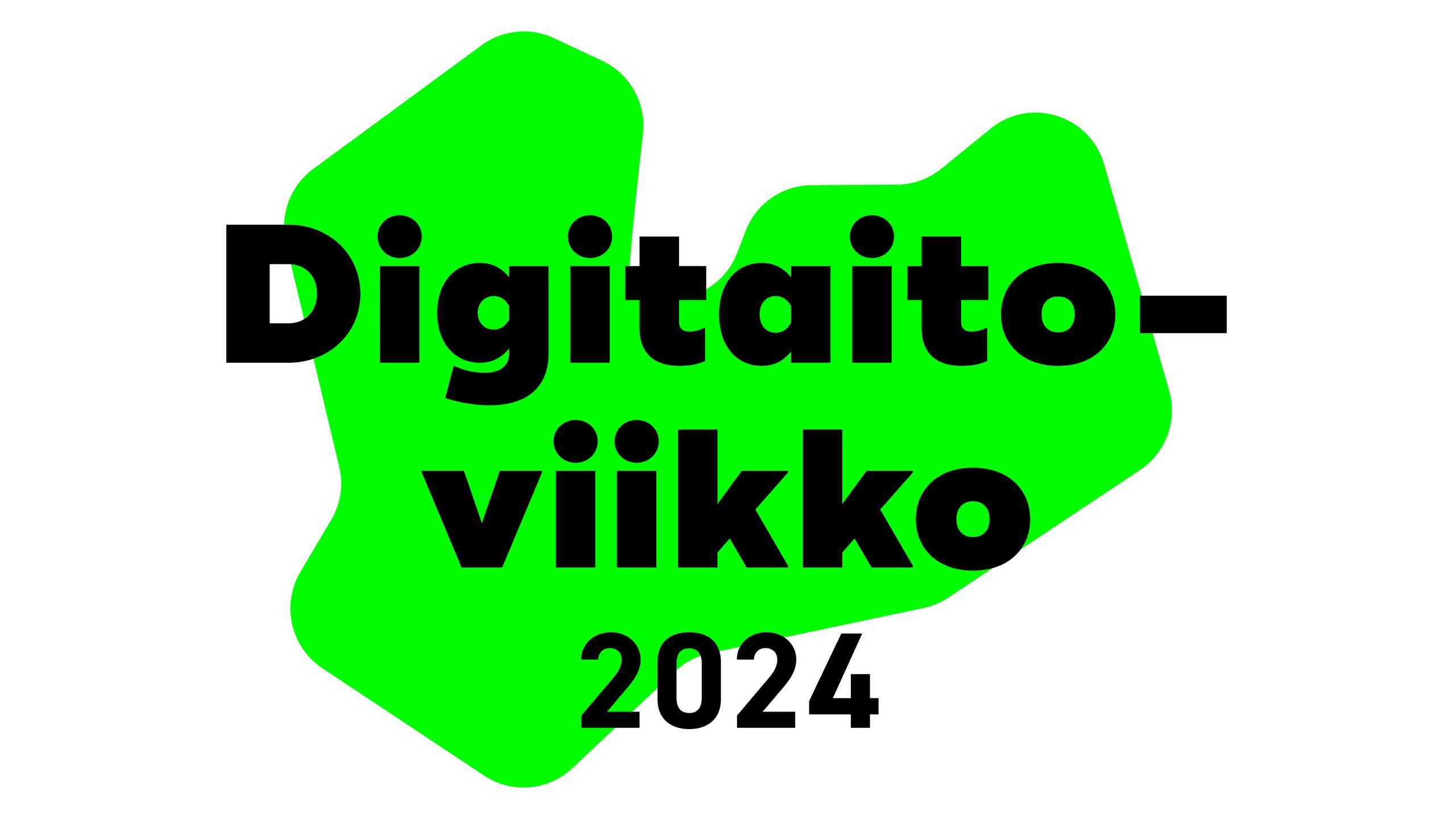 Kuvassa Etelä-Savon kartan ääriviivat ja päällä teksti "Digitaitoviikko 2024"