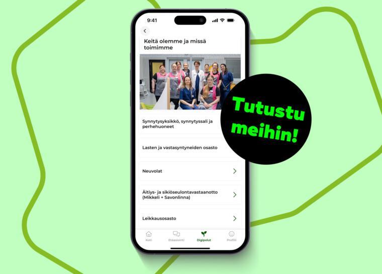Näkymä OmaEloisa-sovelluksen Raskaus- ja synnytyspolusta