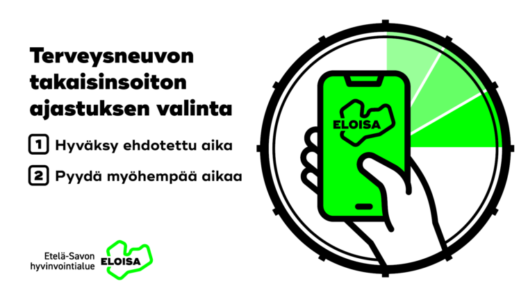 Terveysneuvon ajastetun takaisinsoiton voi valita puhelimen numeronäppäimillä yksi tai kaksi.