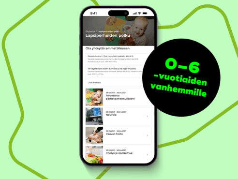 kuvituskuva lapsiperheiden digipolun näkymästä älypuhelimen ruudulla