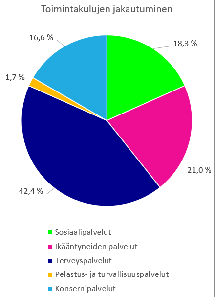 Tilinpäätös 2023 toimintakulujen jakautuminen